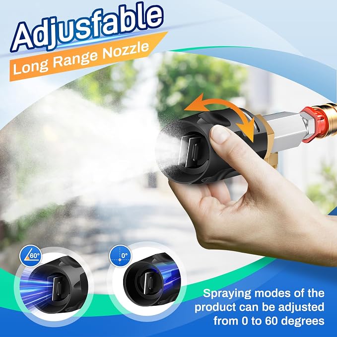 Magula Adjustable Long Range Pressure Washer Nozzle Kit, 4–4.5 GPM Downstream Injector, 40FT Spray, 1/4” Quick Connect, 15FT Hose, Pressure Washer Spray Nozzle | W/ 2000 to 4500 PSI