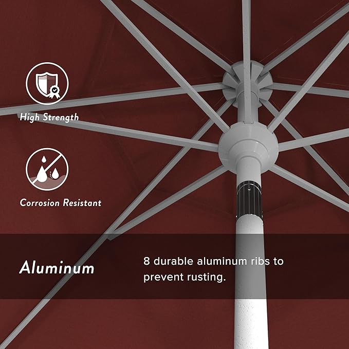 California Umbrella 7.5' Rd. Aluminum Patio Umbrella, Crank Lift, Collar Tilt, White