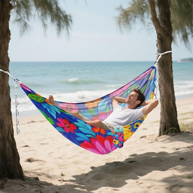 Colorful Retro Bohemian Style Flowers 330lb Capacity Outdoor Hammocks Cloth Hammock for Outside Beach Patio Garden hamaca para Patio Exterior