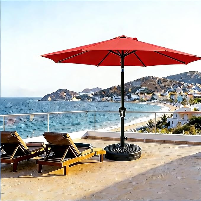 9FT Patio Umbrella Outdoor Table Market Umbrella with Push Button Tilt & Crank, 8 Sturdy Ribs Waterproof UV Protection Fade-Resistant for Garden, Deck, Backyard, Pool