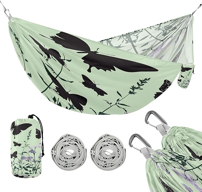 Hammocks for Outside Butterflies Wildflowers Camping Hammock Portable Hammocks with Tree Straps and Carry Bag Camping Accessories for Hiking Beach Outdoor