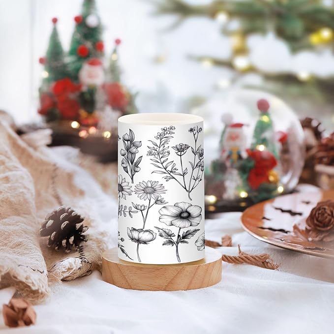 Graffiti Flower Pattern Flameless Candles Color Changing LED Candles with Remote Control Battery Candles for Outdoor and Indoor Home and Room Decoration, 3'' x 4''/5'' Set of 2 Pieces