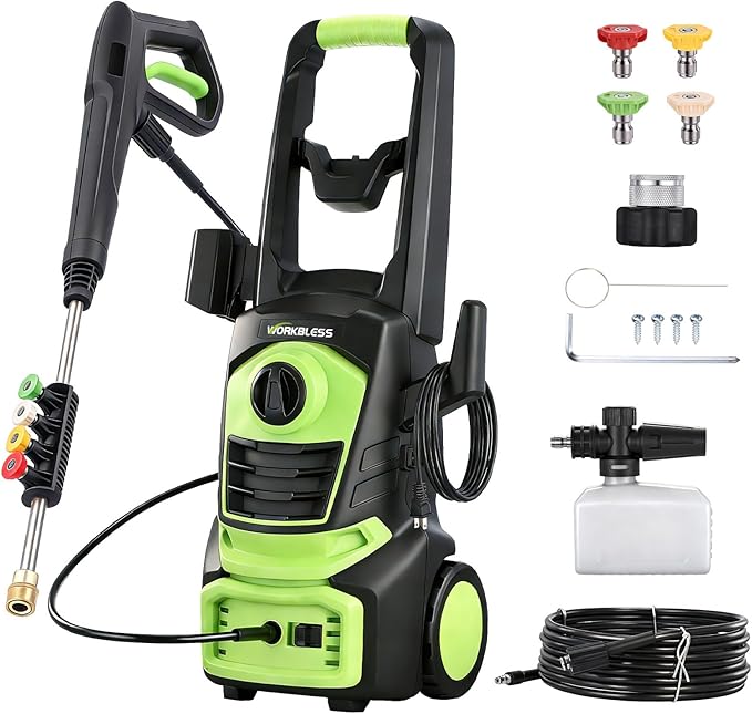 Pressure Washer, Power Washer with 4 Quick Connect Nozzles, Foam Cannon, High Pressure Cleaning Machine for Cars/Fences/Driveways/Patios/Home Cleaning, PWMA Certified