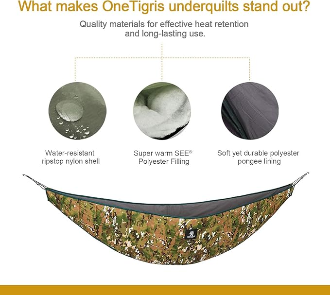 OneTigris Hideout Hammock Underquilt + KOMPOUND Camping Hammock