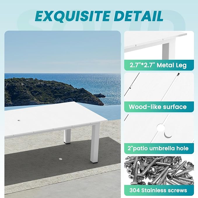LOUNZY HDPE Outdoor Dining Table for 8&10