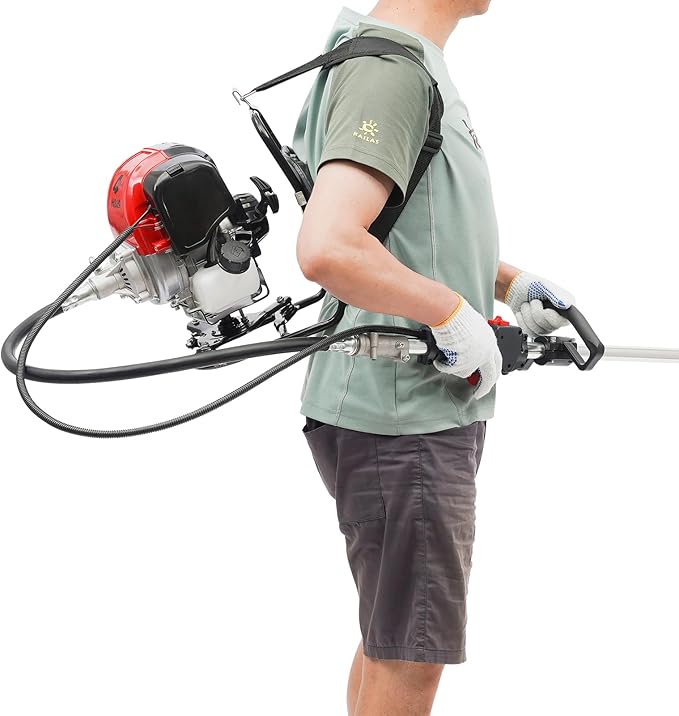 2In1 Backpack Brush Cutter 4Stroke Gas Trimmer Grass Weed Wacker Lawn Mower with Water Pump/Goggles Single Cylinder Gasoline Air-Cooled Strong Stability for Parks Lawns Pastures Weed (8500Rpm 750W)