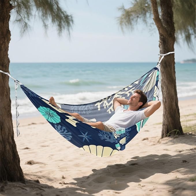 Oceanic Pattern Hammocks for Camping with Portabl Carry Bag Portable Hammock Indoor Outdoor Patio