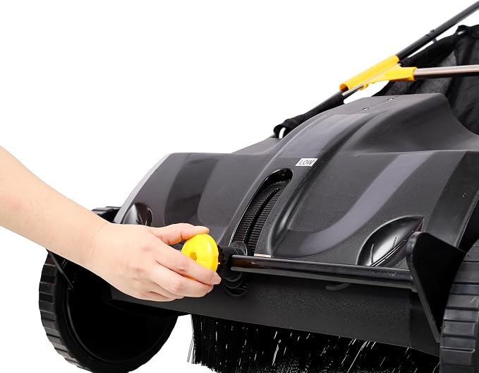21 inch Hand Push Lawn Sweeper with 3.5 cu ft Hopper & Adjustable Brush Height, 4‑Brush Leaf & Grass Collector for Yard, Garden, Sidewalks