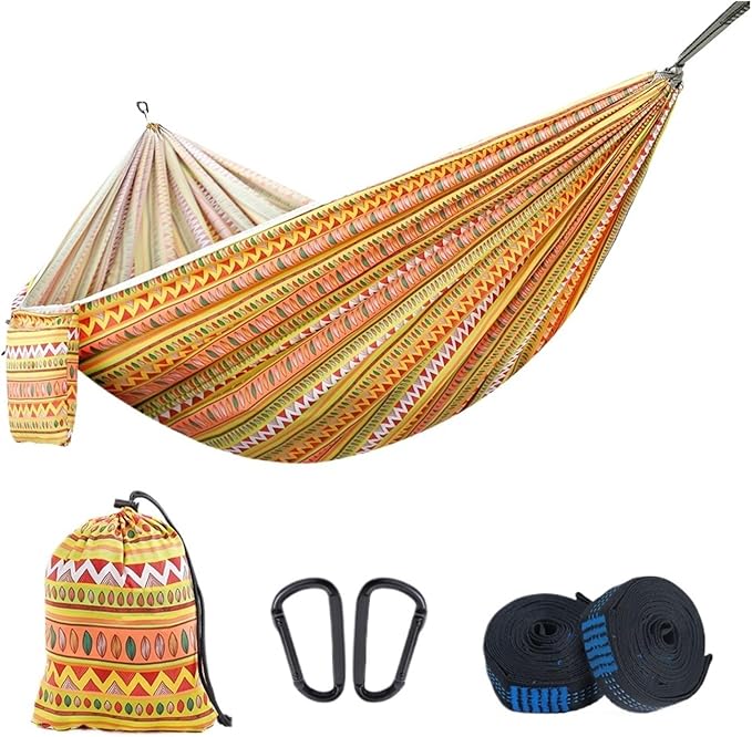 Hammock Portable Outdoor Garden Hammocks Quick Open Parachute Cloth Double Travel Camping Sleeping Hanging Hammock Swing Nature Hike Quick-Opening(Style B)