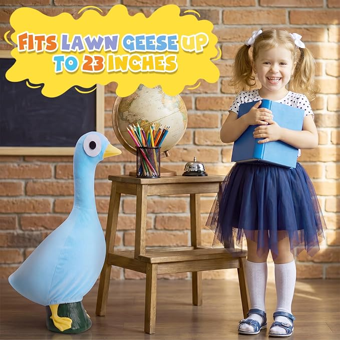 Back to School Porch Goose Outifts Blue Bird Goose Clothes for 23 Inch Gooses Statue for Back to School World Book Day for Library Classroom Outdoor Lawn Decor