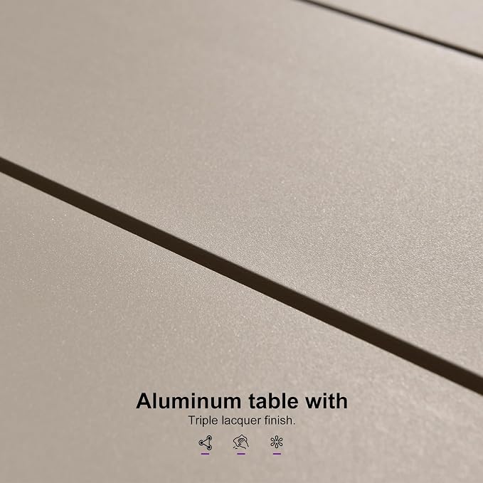 PURPLE LEAF Outdoor Dining Set for 8 All-Weather 10 Pieces Patio Aluminium Dining Oversized Table and Rope Weave Chairs Included Cushions for Backyard Indoor Kitchen Patio Furniture Set Champagne
