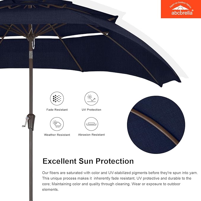 ABCCANOPY 5-Year 10-Year No Fading 9FT 3 Tiers Patio Umbrella, Outdoor Table Umbrella with 8 Sturdy Ribs for Deck, Backyard, Garden, Yard