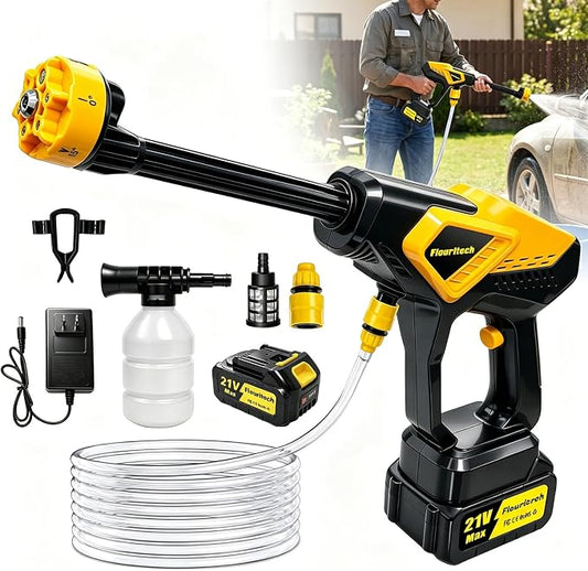 Cordless Pressure Washer, 1450 PSI Handheld Pressure Washer with 6-in-1 Nozzle, Battery Powered Pressure Washer, Portable Power Washer Cleaning Tool for for Car Wash, Garden, Patio, Home