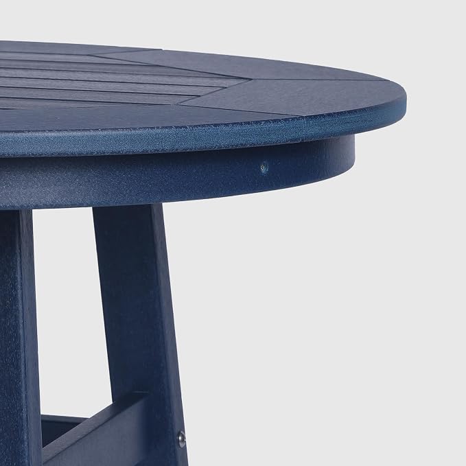 WestinTrends Malibu Outdoor 35" HDPE Round Patio Bar Height Table, Navy Blue