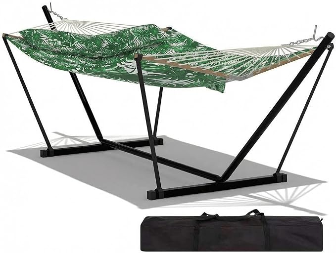 Jojoka 2-Person Hammock Suite with Collapsible Steel Frame, 450lb High Weight Capacity, UV-Resistant Outdoor Hammock with Storage Bag for Backyard & Camping