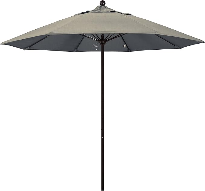 California Umbrella 9' Rd. Venture Series Contract Grade Patio Umbrella, Push Open Pin Stop, Bronze Finish, Sunbrella Spectrum Dove