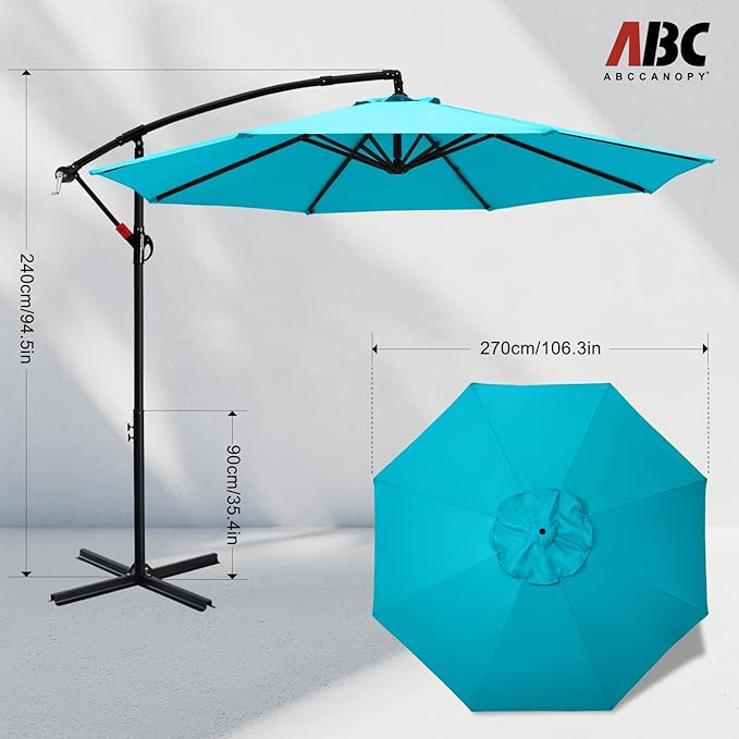 ABCCANOPY Cantilever Patio Umbrella with base included, 360° Rotation Outdoor Offset Umbrella for Backyard, Deck, Poolside