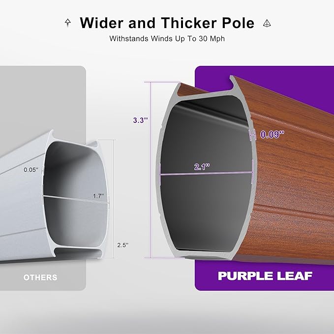 PURPLE LEAF Cantilever Umbrella with Base Outdoor Round Umbrellas Large Cantilever Umbrella Windproof Offset Heavy Duty Sun Umbrellas for Garden Deck Pool Patio, 12ft Navy Blue