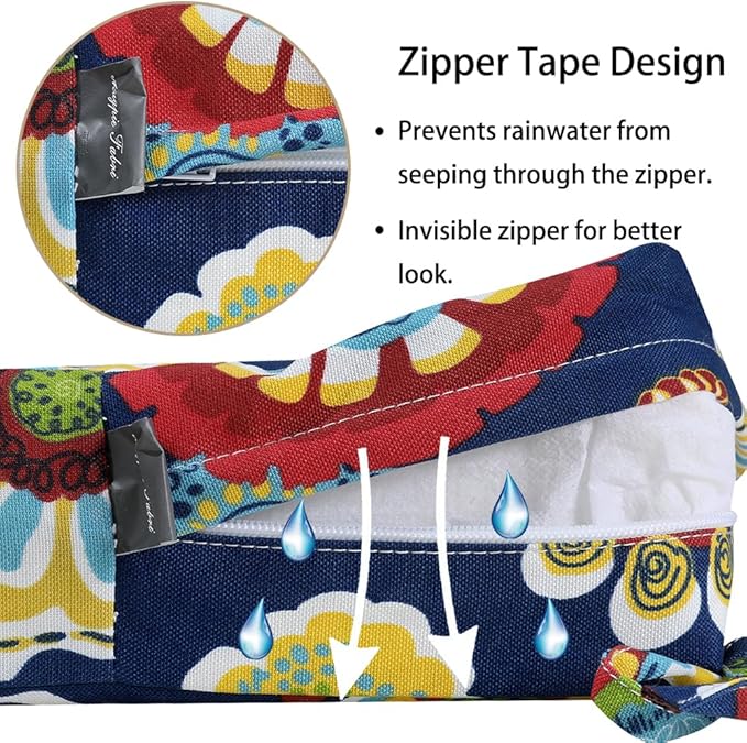 Magpie Fabrics Patio Bench Cushion Cover 54x18x3 Inch, NO Insert! Water&Fade Resistant Outdoor Loveseat Replacement Cover with Zipper (Floral Navy)