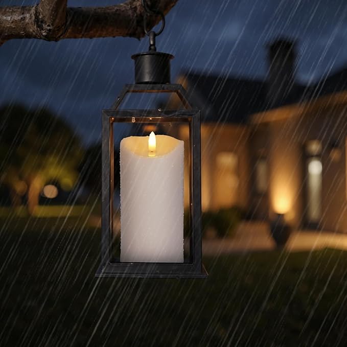 Outdoor Flameless Candles with Remote Timer - Waterproof Realistic Flickering LED Pillar Electric Battery Operated Fake Candle for Holiday Home Wedding Fireplace Decor - Ivory White 3 Pack (4”6”8”)