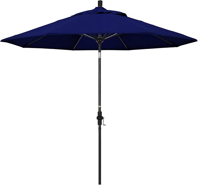 California Umbrella 9' Round Crank Lift, Collar Tilt, Aluminum Pole, Fiberglass Rib Patio Umbrella,