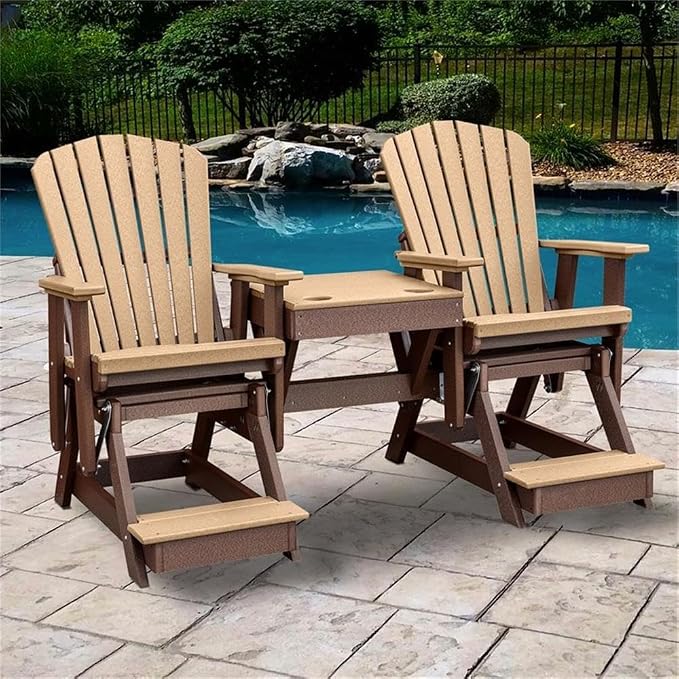 OS Home and Office 516CTB-K Double Balcony Height Glider with Center Table