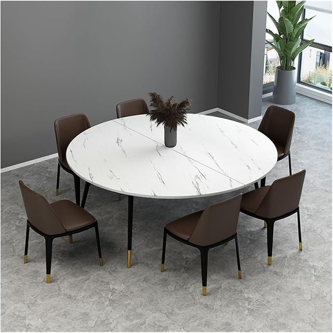 51.2" Round Folding Table - Multi-Colored Half-Fold Design for Kitchen & Patio, Durable Wood with Metal Hardware, Adjustable 24-71 Inch Diameter, Ideal for Home Storage & Outdoor Use