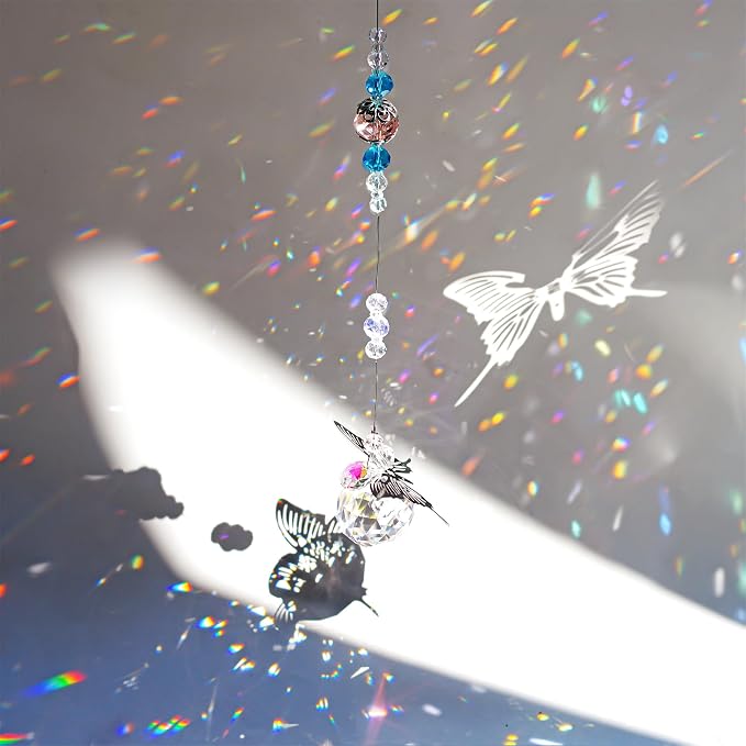 30mm Handmade Crystal Butterfly Prism Suncatcher Rainbow Hanging Decor | Crystal Butterfly Prism Suncatcher Rainbow Maker 30mm Hanging Ornament for Chandelier Lamp Window Garden Home DIY Decor