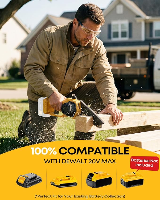 8-Inch Cordless Pole Saw for Tree Trimming, Compatible with DeWalt 20V Max, 15.6FT Extendable 2-in-1 Mini Chainsaw & Tree Trimmer, 800W Brushless [Tool Only - No Battery]