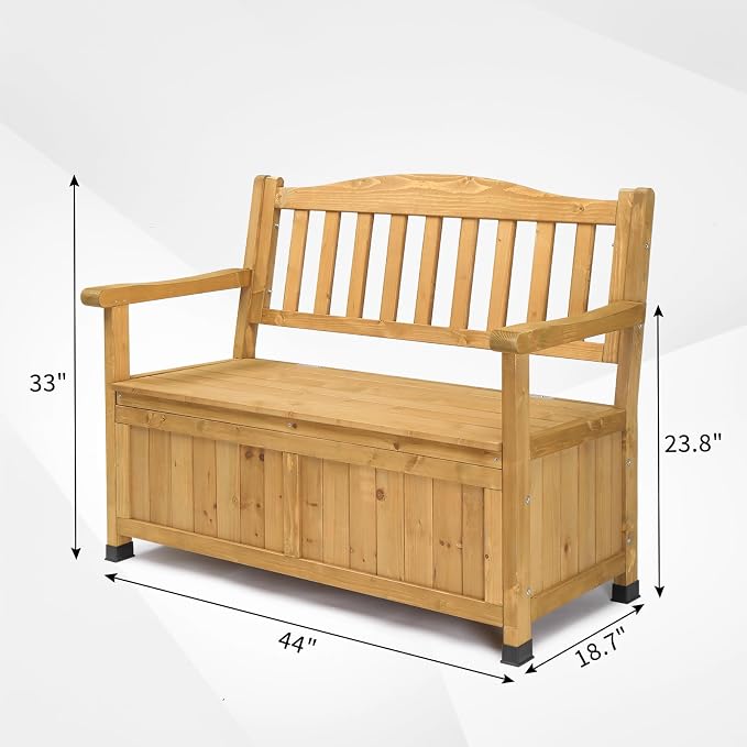 44inch Outdoor Storage Box, Deck Box, Storage Bin for Patio Cushions, Gardening Tools,Wooden Deck Box, Outdoor Storage Container,Garden Backyard Storage Bench - Bright Yellow 44" L x 18" W x 33" H