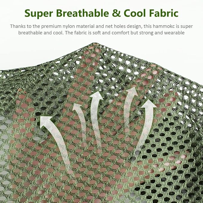 Outerman Camping Hammocks 290 * 150cm(Max 550lb),Breathable Soft Nylon Hammocks with Balance Beam Sturdy Metal Knot Tree Ropes and Travel Bag, Perfect for Outdoor/Indoor Patio Backyard etc.