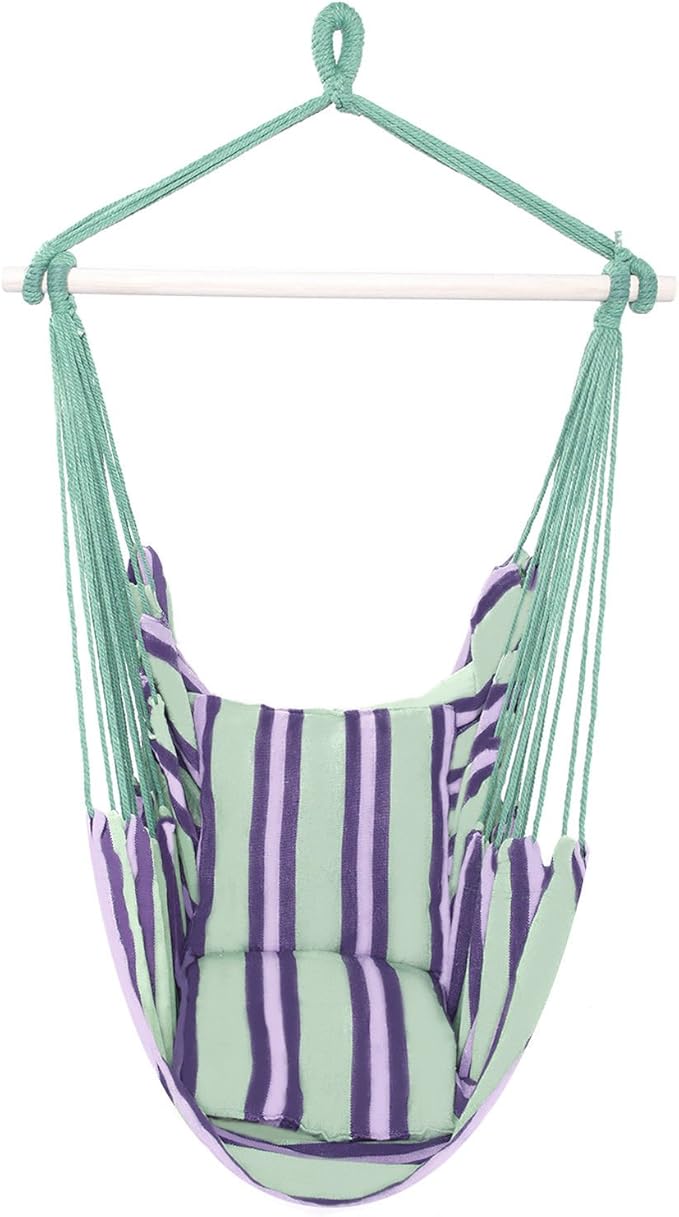 Deluxe Hammock Rope Chair Patio Porch Tree Hanging Air Swing Outdoor/w 2 Pillow