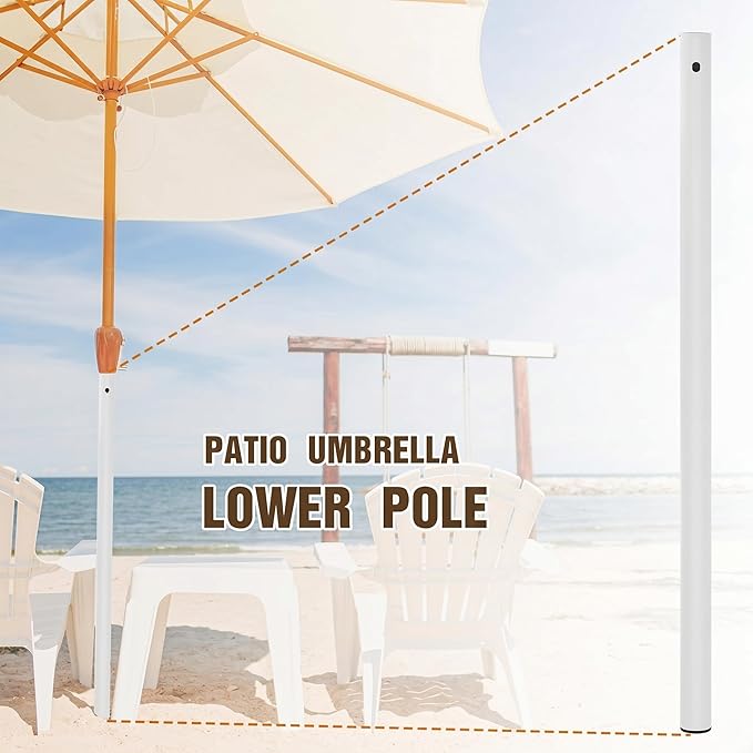 1 Pack 1.5'' Dia Umbrella Replacement Lower Pole, Heavy Steel Patio Umbrella Bottom Pole Replacement, 1.7 mm Thickness, No Bullet Buckle Outdoor