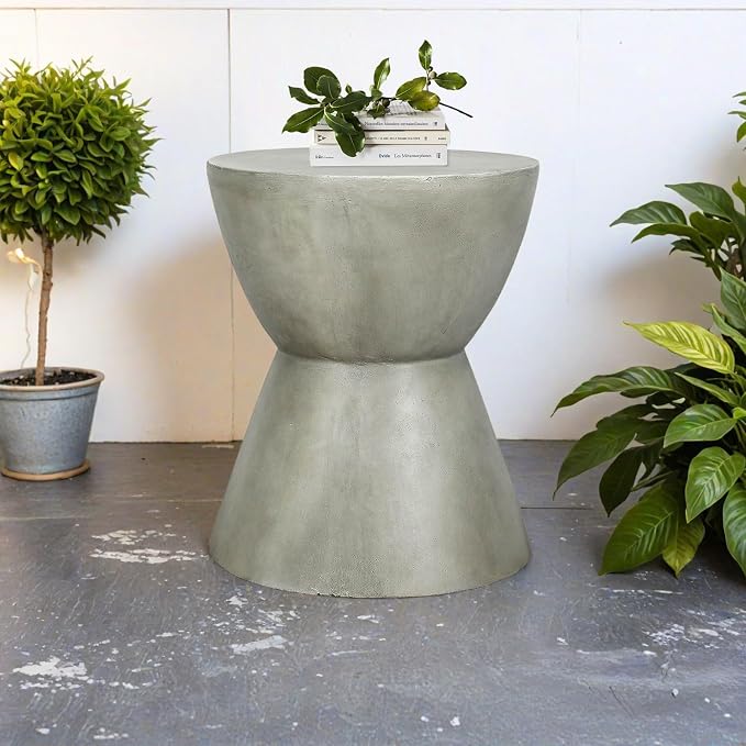 18.3" H Simplicity End Table for Garden - Modern Side Table Adding a Perfect Match for Indoor & Outdoor - Decor Concrete Table for Living Room or Bedroom
