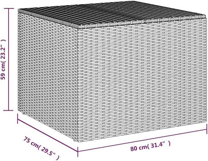 Outdoor Storage Box Poly Rattan Garden Deck Chest with Zipped Liner and Gas Lift Mechanism for Patio Furniture Cushions and Pillows Large Wicker Trunk in Various (80 x 75 x 59 cm)