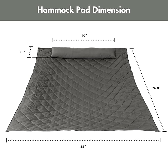 ANOW Portable Hammock Pad with Hammock Pillow, Replacement Hammock Pad, Grey