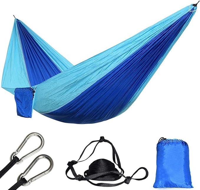Hammocks for Camping 2 Person, Portable Hammock Foldable, Double Hammock Swing Chair for Adults, Hammock with Chains and Hooks, for Travel Patio Garden