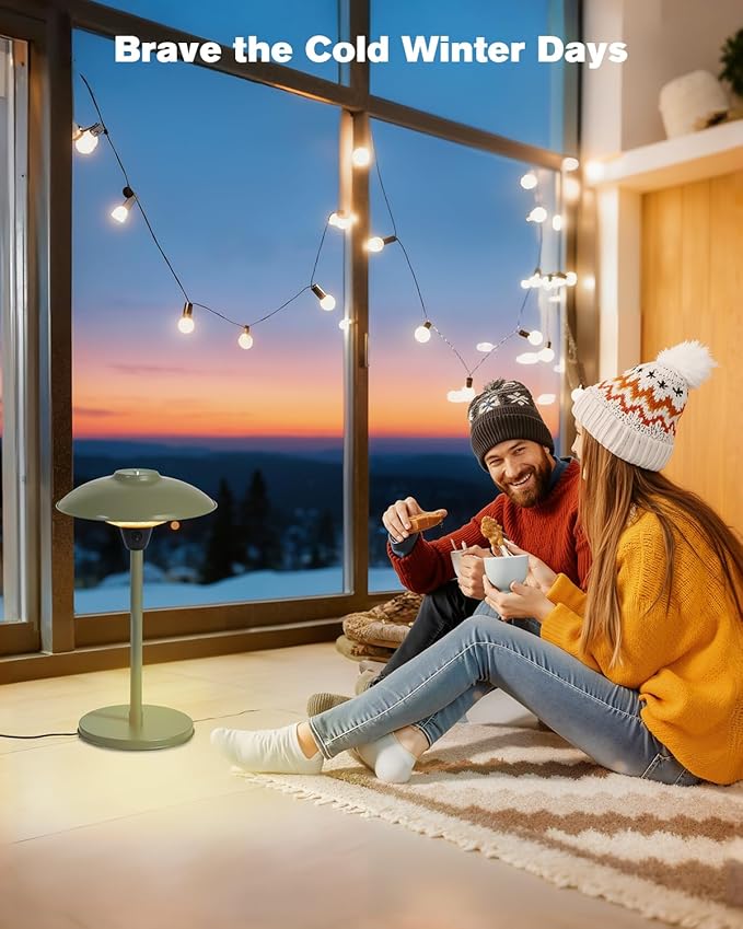 Electric Patio Outdoor Heater, 1500W Infrared Tabletop Heaters for Indoor Oudoor Use, IP55 Waterproof, Tip-over & Overheating Protection, Perfect for Garden, Balcony (green, tabletop-switch)