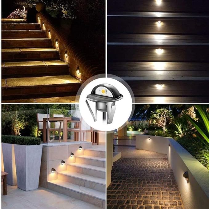 LED Step Lights Low Voltage IP65 Waterproof Recessed LED Deck Lighting,Half Moon F1.38 Yard Garden Patio Step Landscape Pathway Decor Lamps(10pcs/Warm White)