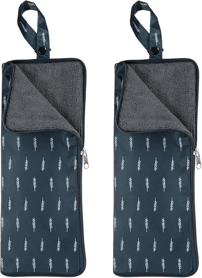 HARFINGTON 2pcs Wet Umbrellas Bag 4.9" x 13.4" Superfine Fiber Strong Water Absorption Umbrella Case Cover Portable Waterproof Case for Storage Travel Home Outdoor, Navy Blue