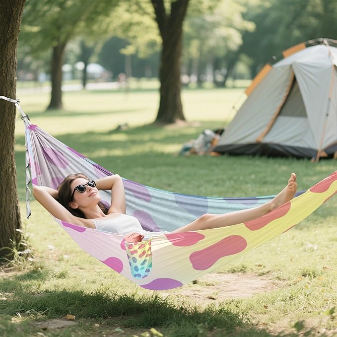 Fashion Rainbow Leopard Print 330lb Capacity Outdoor Hammocks Cloth Hammock for Patio Backyard Lounge Base hamacas para Patio