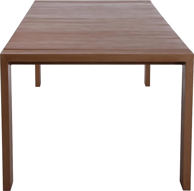 Meridian Furniture 362-T Maui Collection Modern | Contemporary Outdoor Patio Dining Table with Aluminum Frame in a Teak Wood Look, 108" W x 40" D x 30" H, Natural