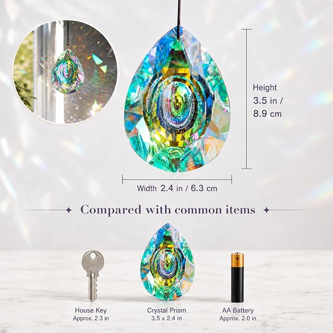 89mm/3.5in Hanging Chandelier Crystals Prism for Window Suncatchers Rainbow | Glass Prisms Hanging Window Crystals Suncatcher Chandelier Parts Light Catchers Rainbow Maker Pendants