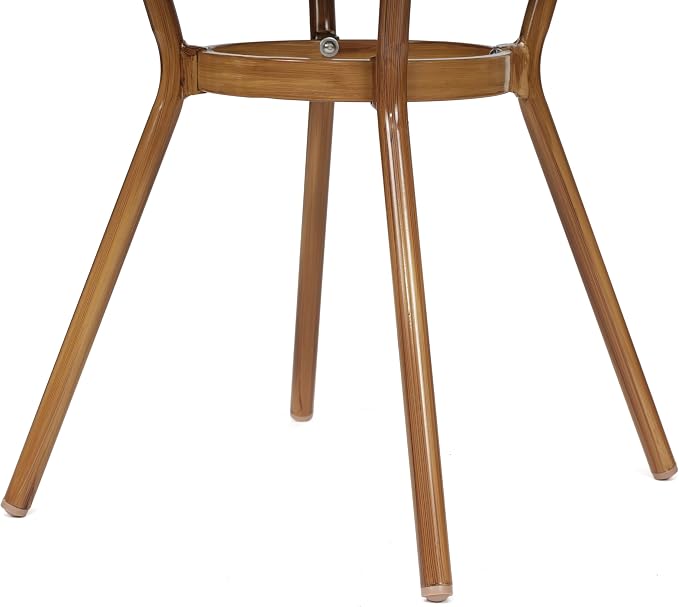 Flash Furniture Marseille Indoor/Outdoor Commercial Bistro Table - Tempered Glass Top - Textilene Fabric - Natural Bamboo Print Aluminum Frame - 31.5" - Black