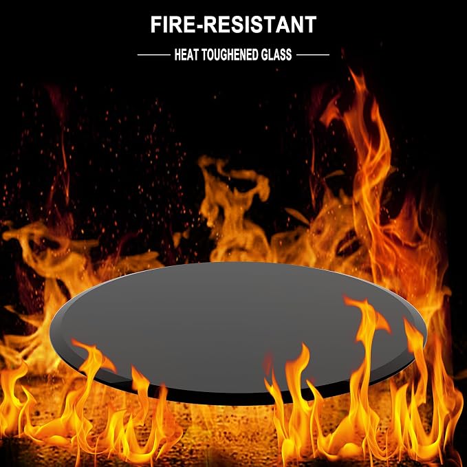 24" Round Tempered Glass Table Top, Black Glass Surface Protector Heat & Scratch Resistant Multipurpose for Dining, Coffee, Restaurant, Office and End Table (Black, 24 Inch)