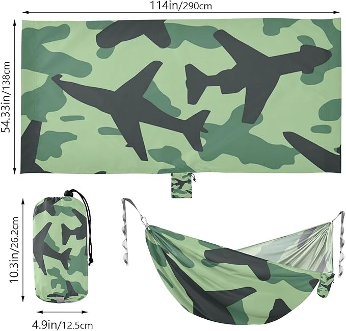 Green Planes Camouflage 330lb Capacity Camping Hammocks with Portabl Carry Bag Cloth Hammock for Outside Patio Garden Base para poner hamaca