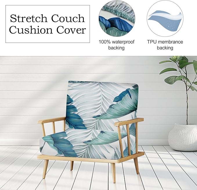 CALBODE 12Pcs Stretch Patio Cushion Covers Outdoor Couch Cover Replacement,Outdoor Sofa Covers for Patio Couch,Washable Furniture Cover (Tropical Flavor,Cushions Not Included)