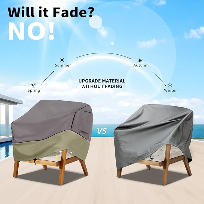 KylinLucky Outdoor Chair Covers Waterproof 36W x 37D x 36H inches 2pack,Heavy Duty Patio Furniture Cover for Outside Grey