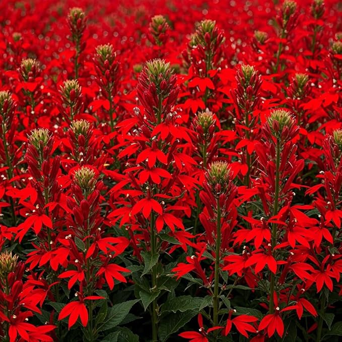 200+ Red Cardinal Flower Seeds for Planting Outdoors-Lobelia Cardinalis Perennial Flower Seeds-Wild Cardinals Flower Attracts Bees&Butterflies Fragrant Butterfly for Outdoor