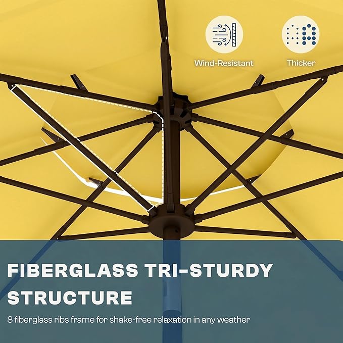 10ft Patio Umbrella, 3 Tier Outdoor Market Table Umbrellas with 8 Fiberglass Ribs and Push Button Tilt, Windproof, Vented Canopy, UV Protection for Deck, Pool, Backyard